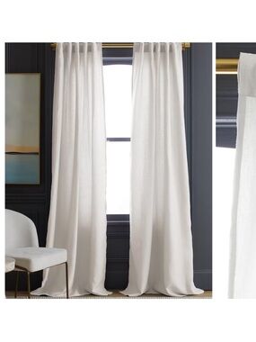 NWT QUINCE Set Of 2 48x96 European Linen Curtains Cream 7111